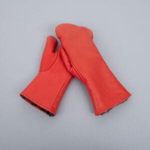 Skinnhandskar med lammskinnsfoder, röd