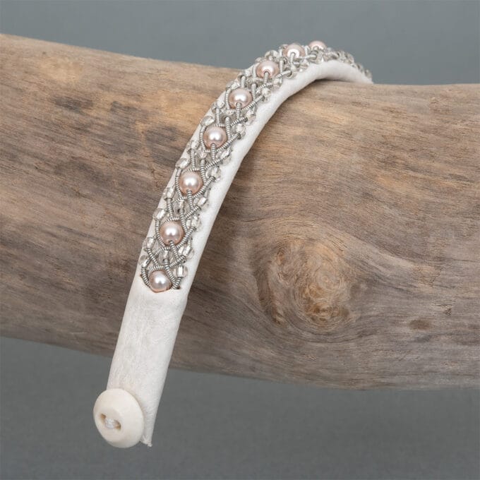 Pewter Bracelet Arctic Sky Pink Tennarmband Arctic Sky Rosa