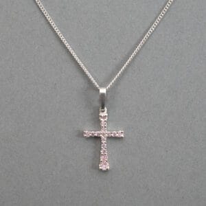 Kors med gnistrande stenar - Silverhalsband